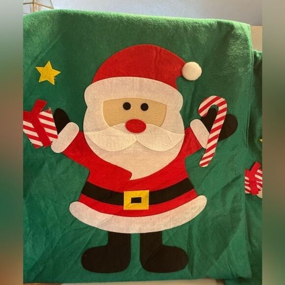Large (23” x 19”) green felt drawstring Christmas bag - Picture 1 of 6